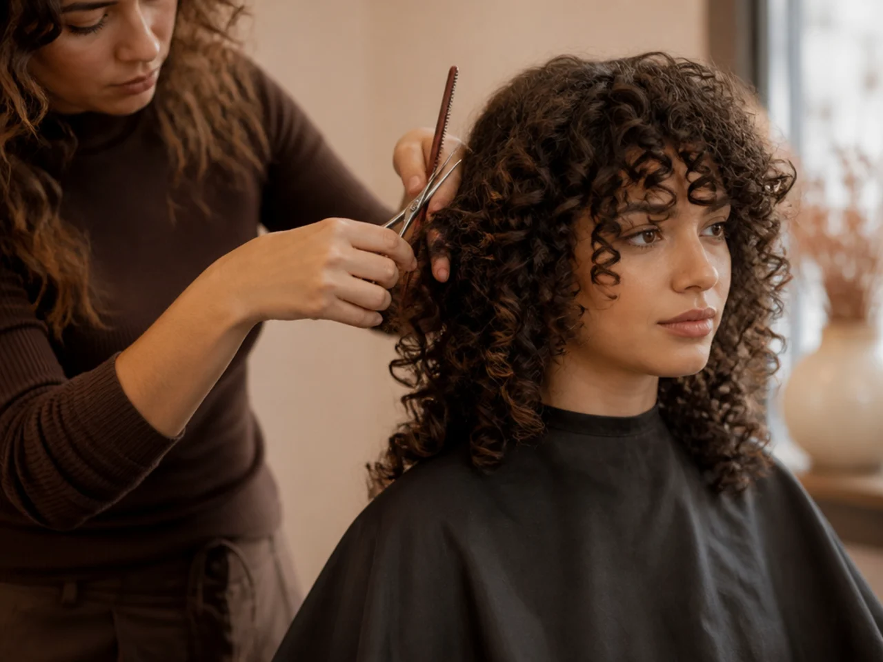 Interior layers being refreshed on a curly cut