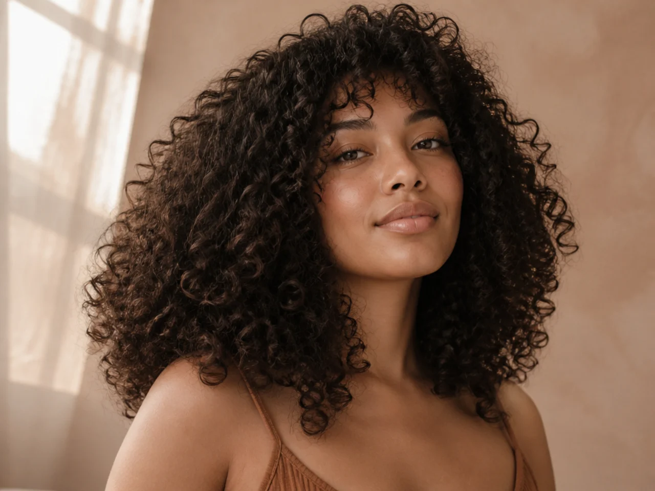 A curly cut that has flared into a triangular outline