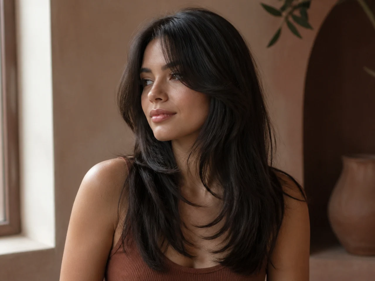 Long fine hair with the shortest layer cut to chin length
