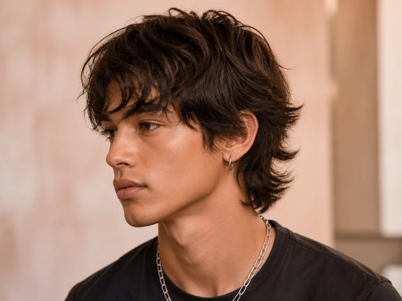 Boy wolf cut for teenage guys with soft layered top and manageable back length