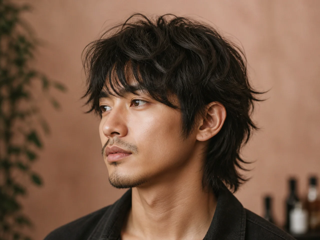 Messy wolf cut with wild layered texture and tousled just-out-of-bed finish