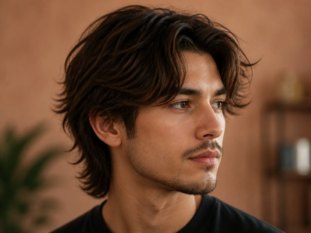 Subtle wolf cut with barely-there layering and clean tapered finish