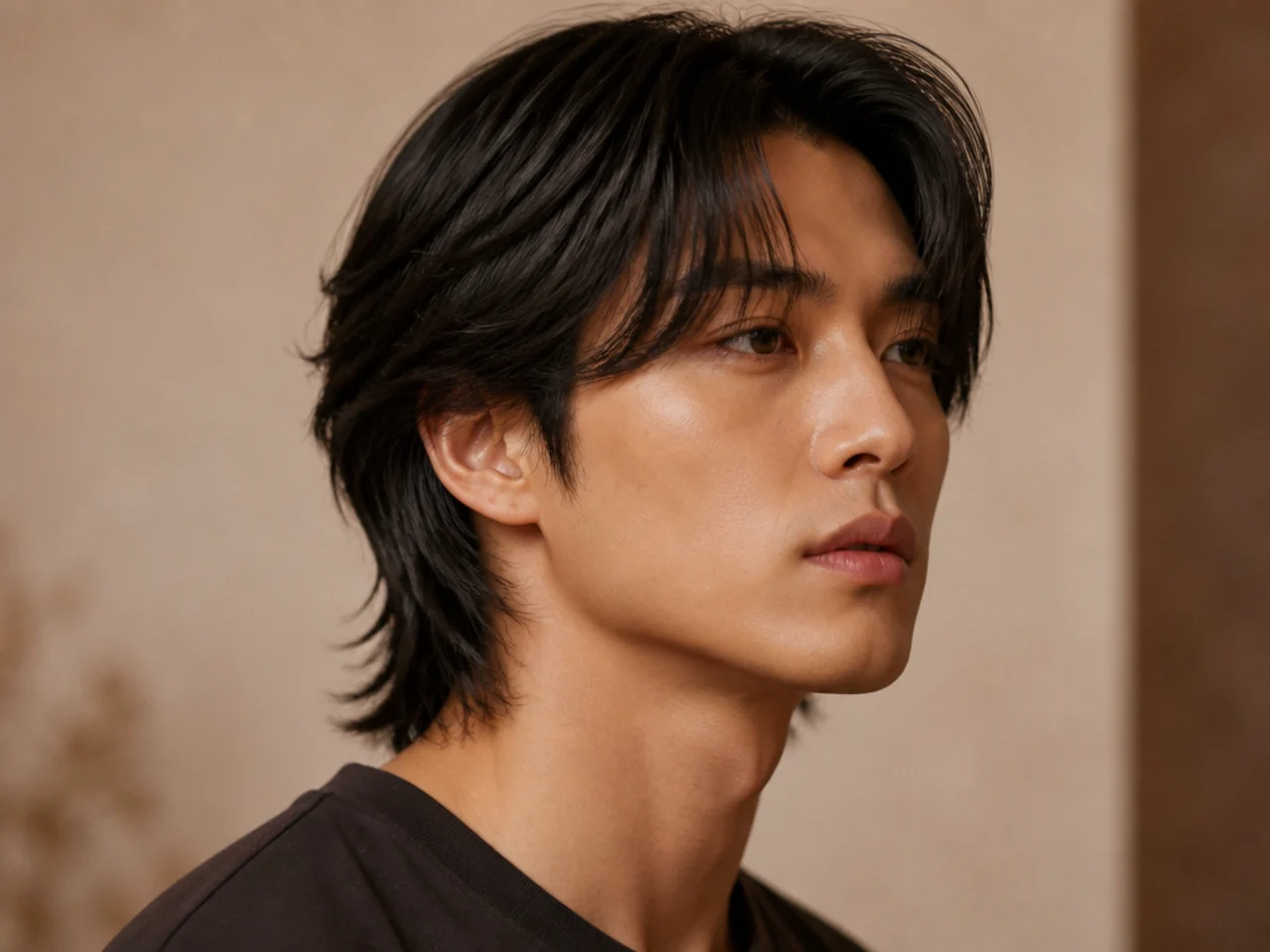 Straight hair wolf cut styled with defined layered texture