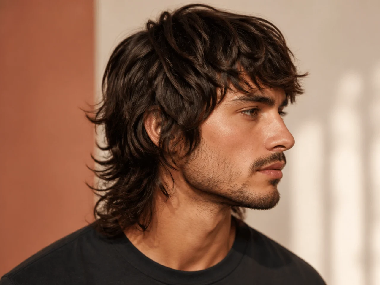 Grid of 30 wolf cut haircut variations for men displayed on a mood board