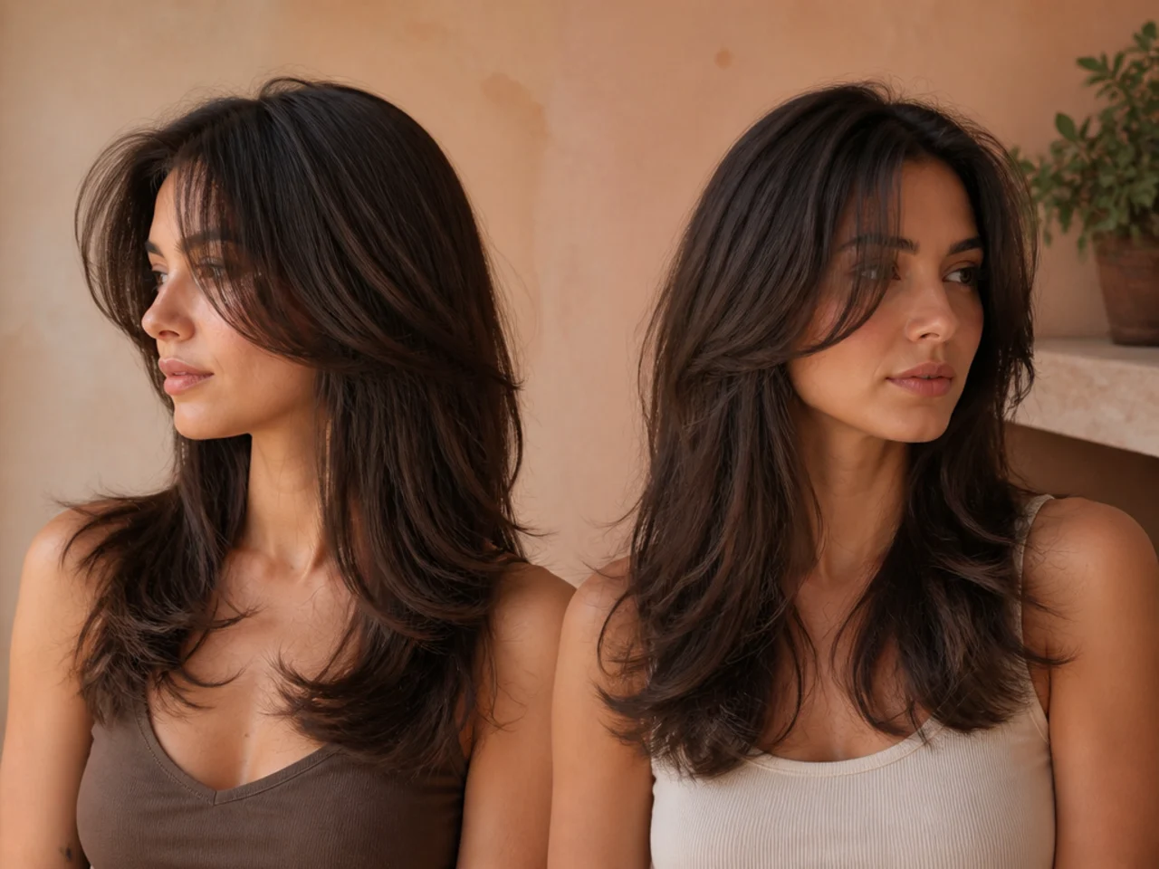 A calendar view comparison of a freshly cut and a twelve week grown layered cut
