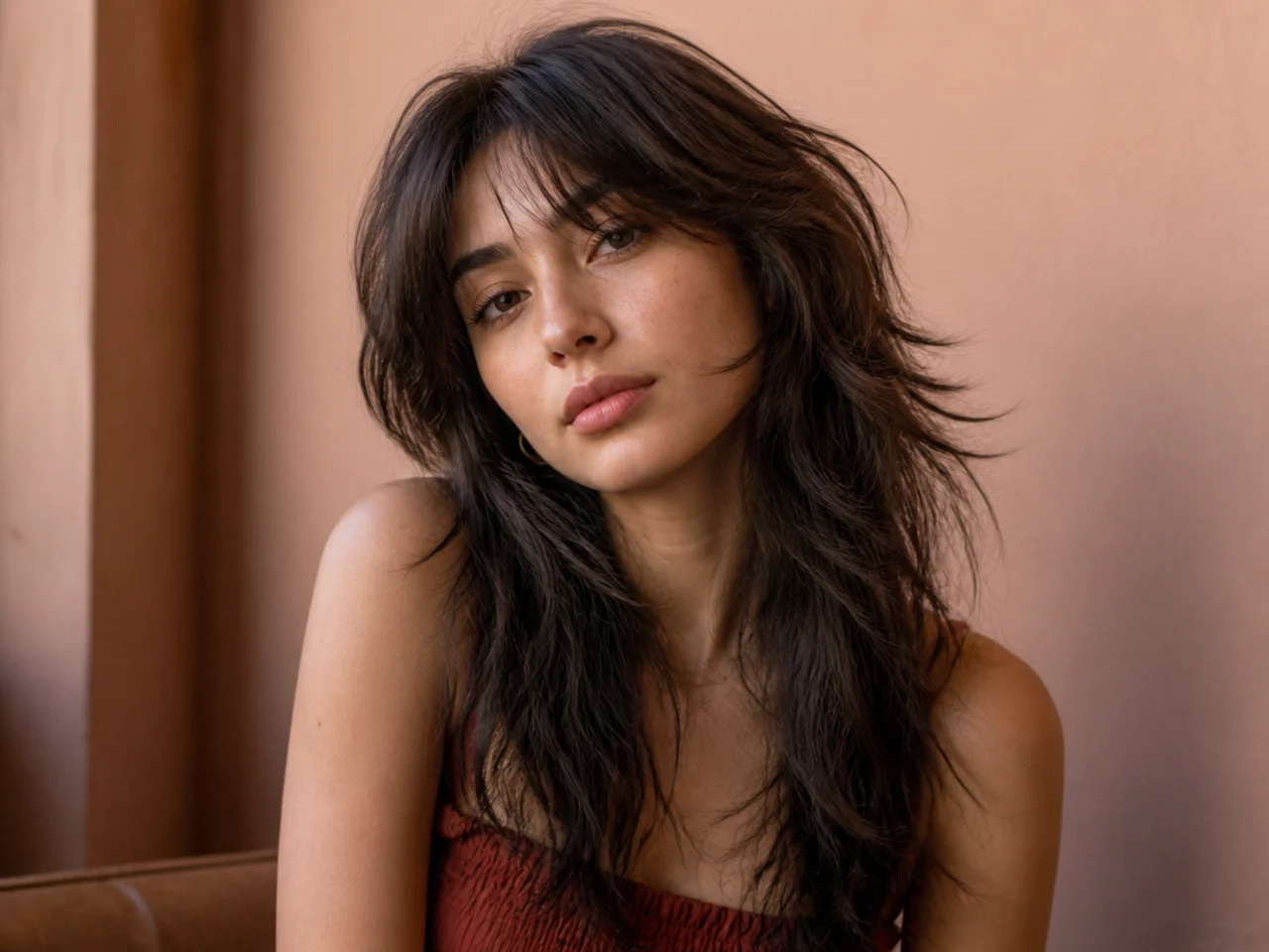 A shag leaning long wolf cut
