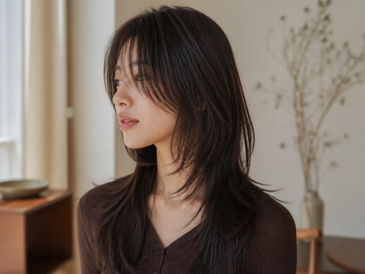 A wolf cut on straight fine hair
