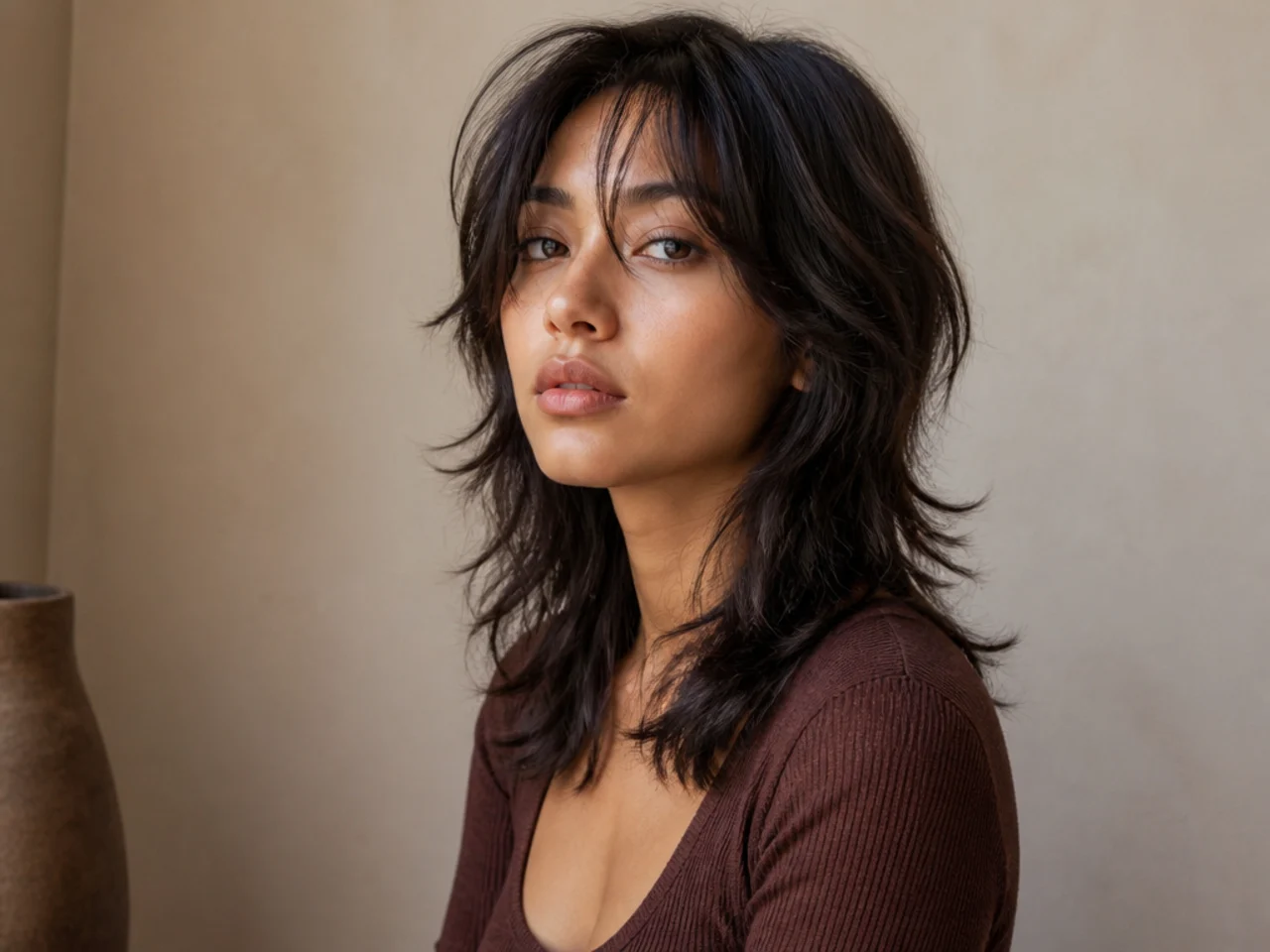 A soft shag leaning wolf cut