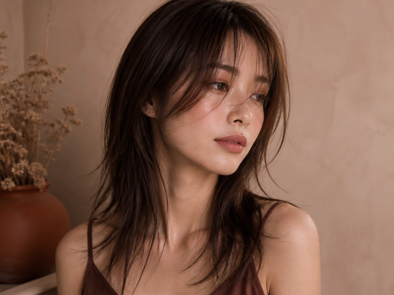 Over layered fine hair with thin see through ends