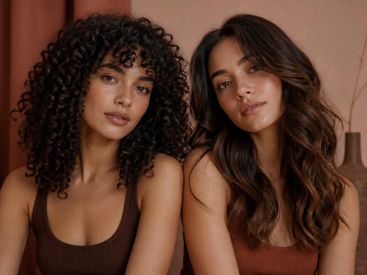 Tight curls and loose waves side by side at the same cut length