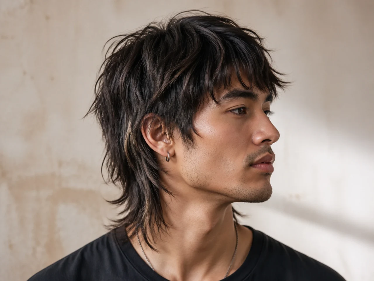 Chunky wolf cut on straight hair with defined thick piecey sections separating in visible chunks