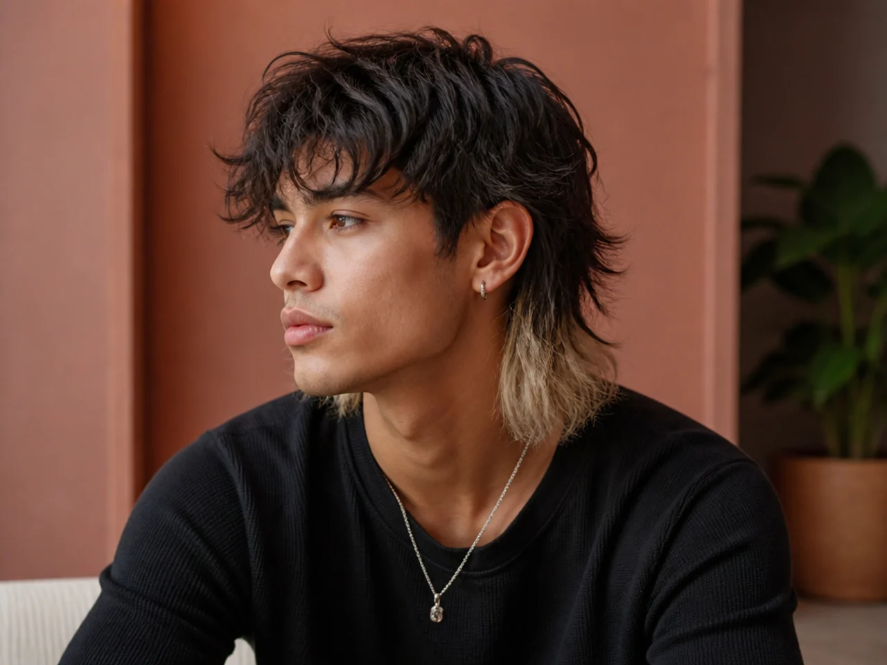 A wolf cut mullet with a bleached tail