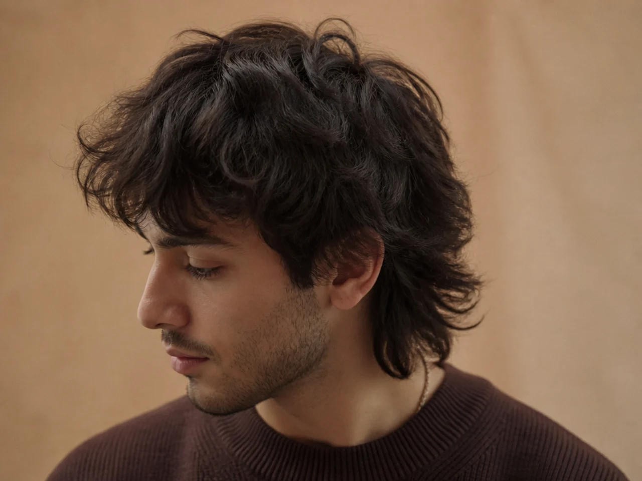 A wolf cut mullet at four weeks of growth