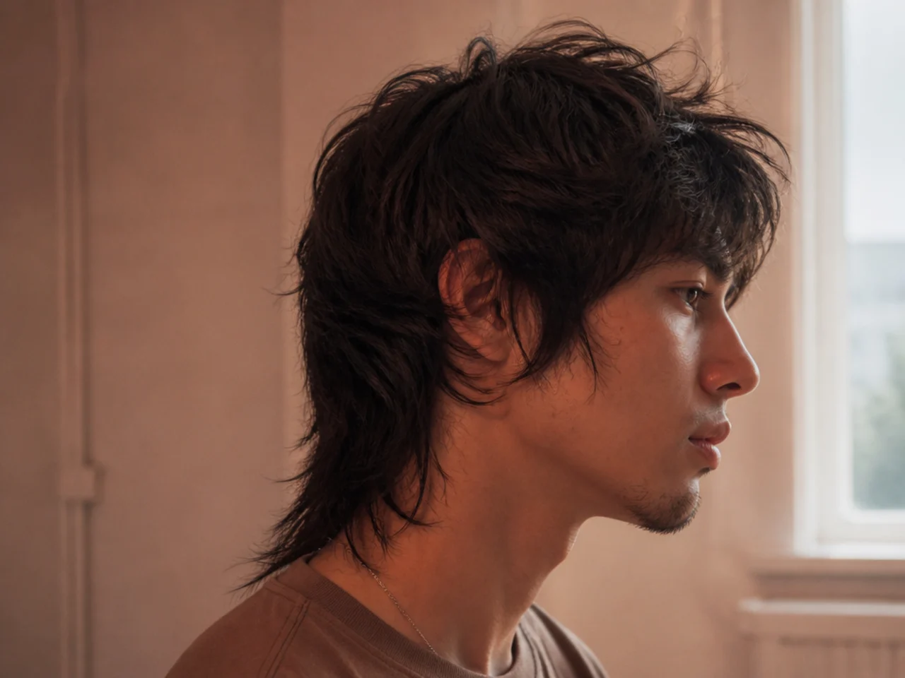 A wolf cut mullet with over thinned ends at the back