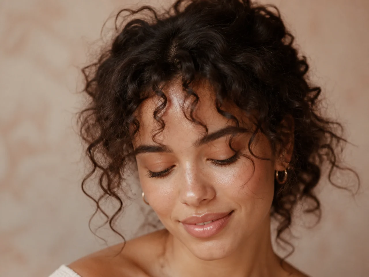 A light wispy curly fringe with the forehead visible between strands