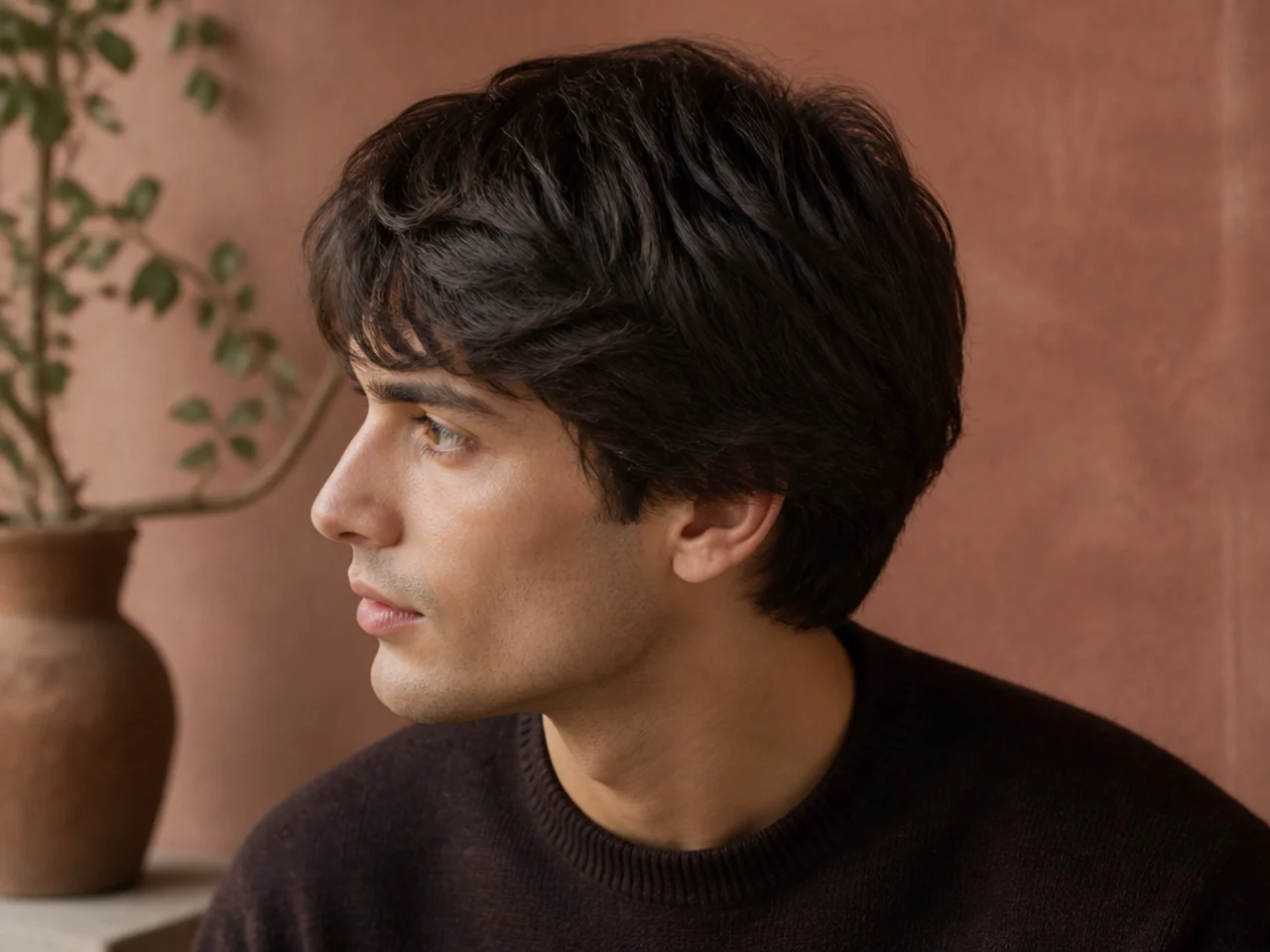 A flat layered mens cut with no separation left in the ends
