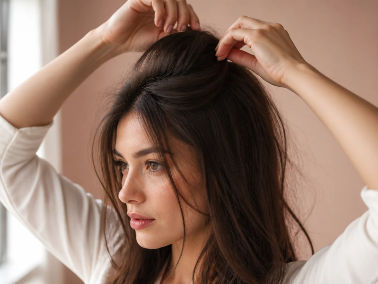 Light backcombing at the root of a crown section