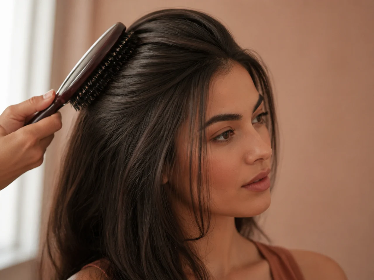 A soft bristle brush smoothing the surface of a lifted crown