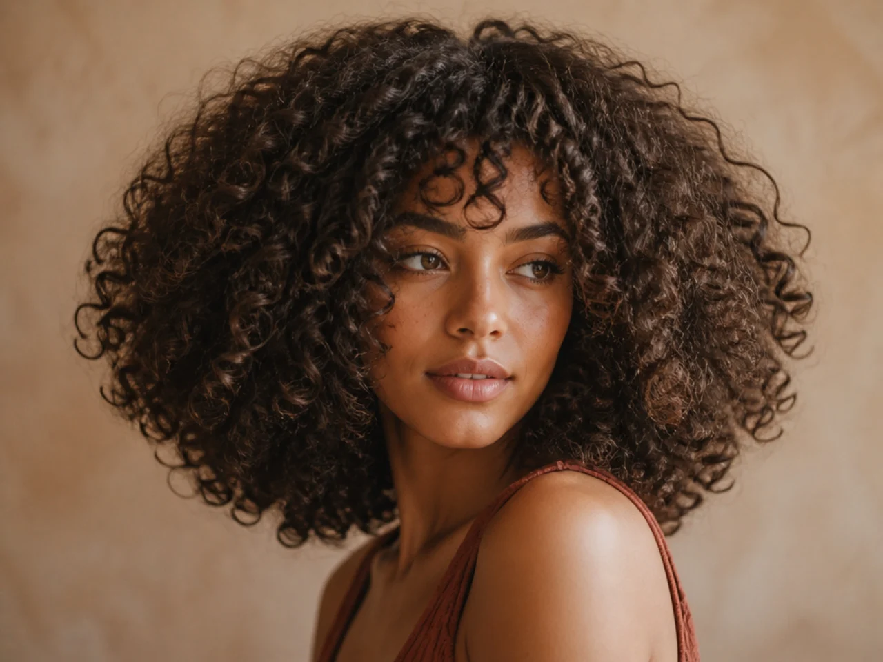 A curly haircut that has spread into a wide triangular shape