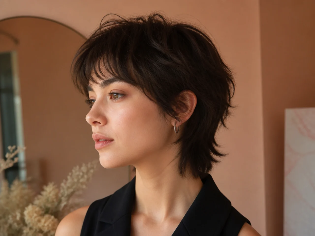 Short wolf cut on fine hair with soft layers and a solid perimeter