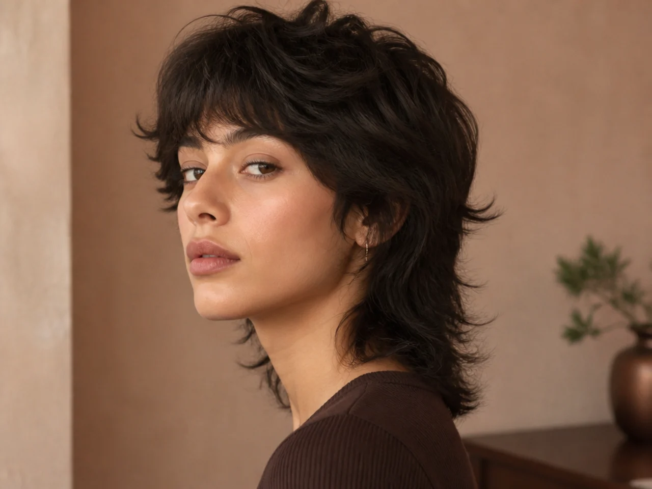 Short wolf cut on very thick hair with a narrow controlled shape