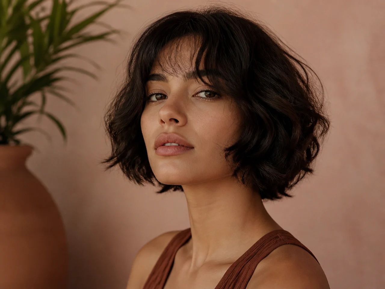 A short haircut where the fullest section sits level with the cheeks