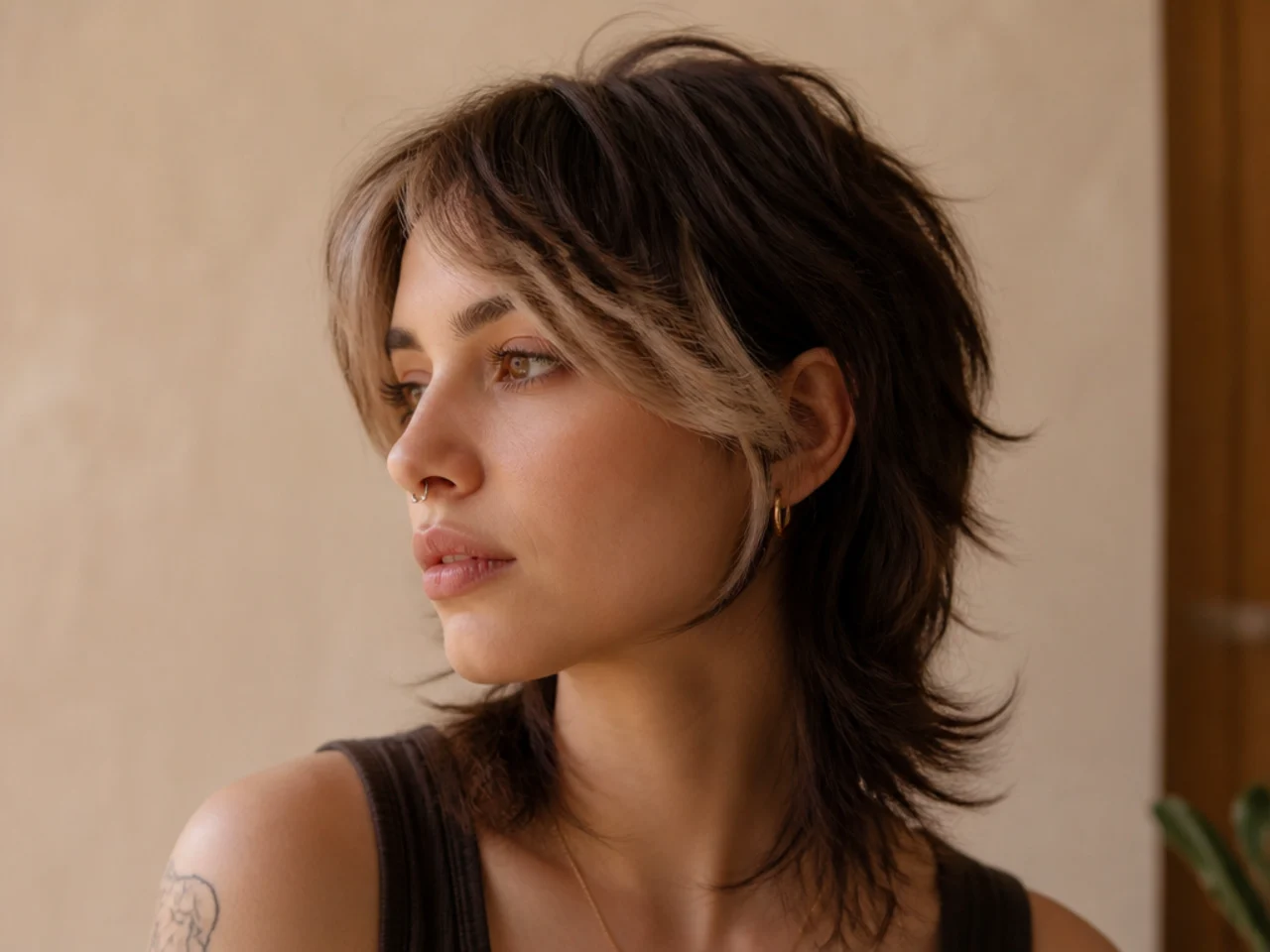 A short wolf cut with lightened front sections