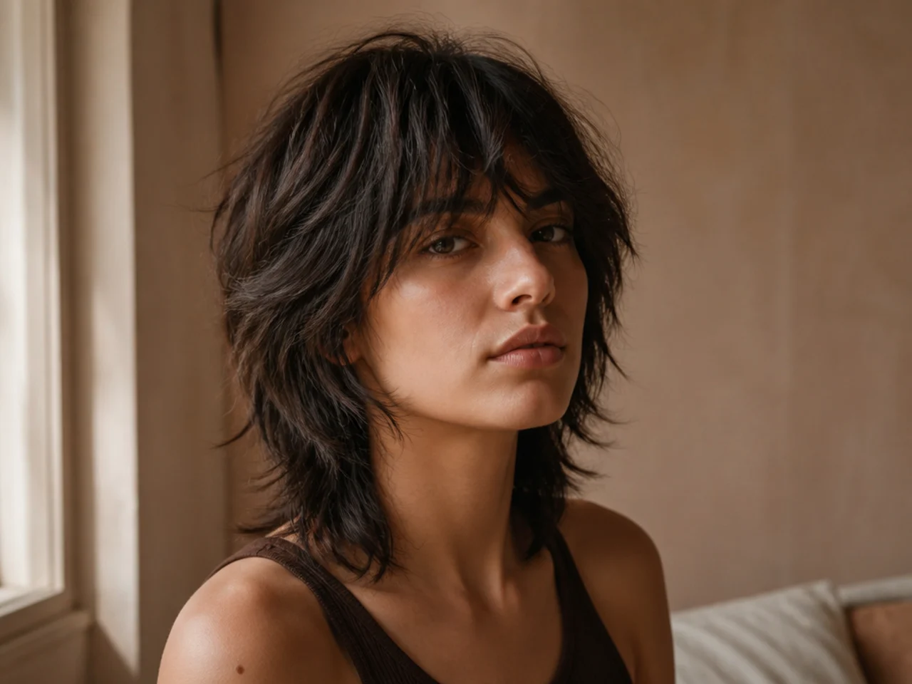 A grown out shoulder length wolf cut twelve weeks after cutting