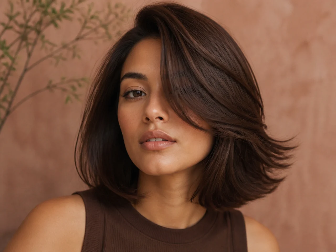 Shoulder length hair with ends flicking out on one side and under on the other