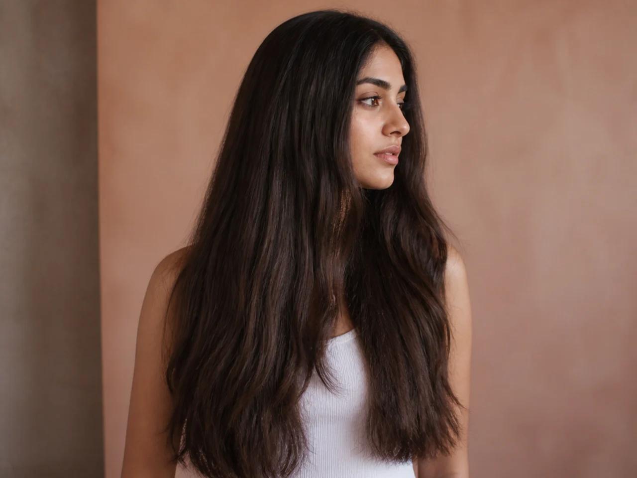 Hair combed into its natural fall before cutting
