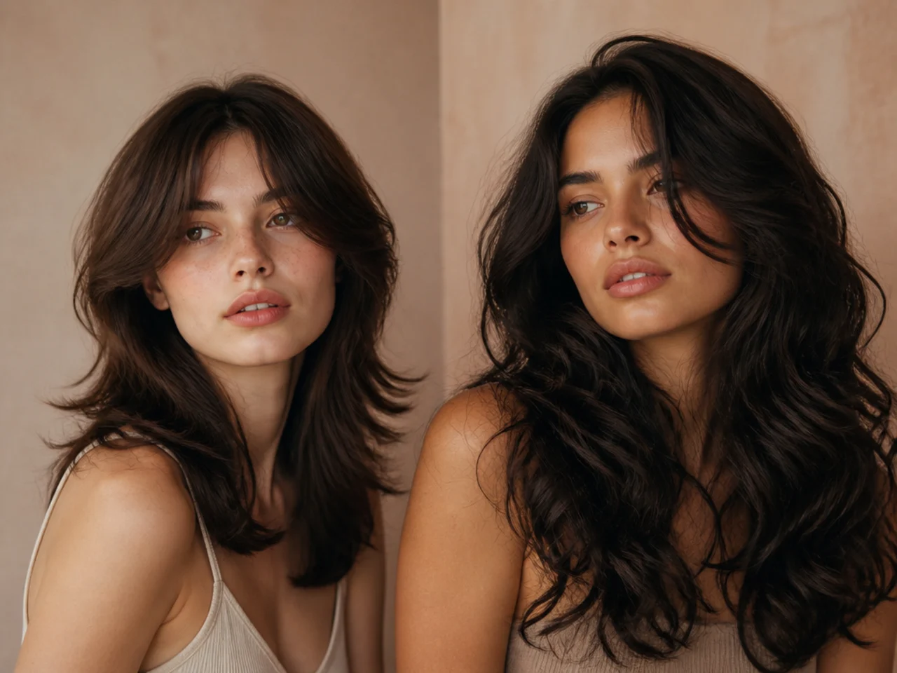 Layer depth compared on fine and thick wavy hair