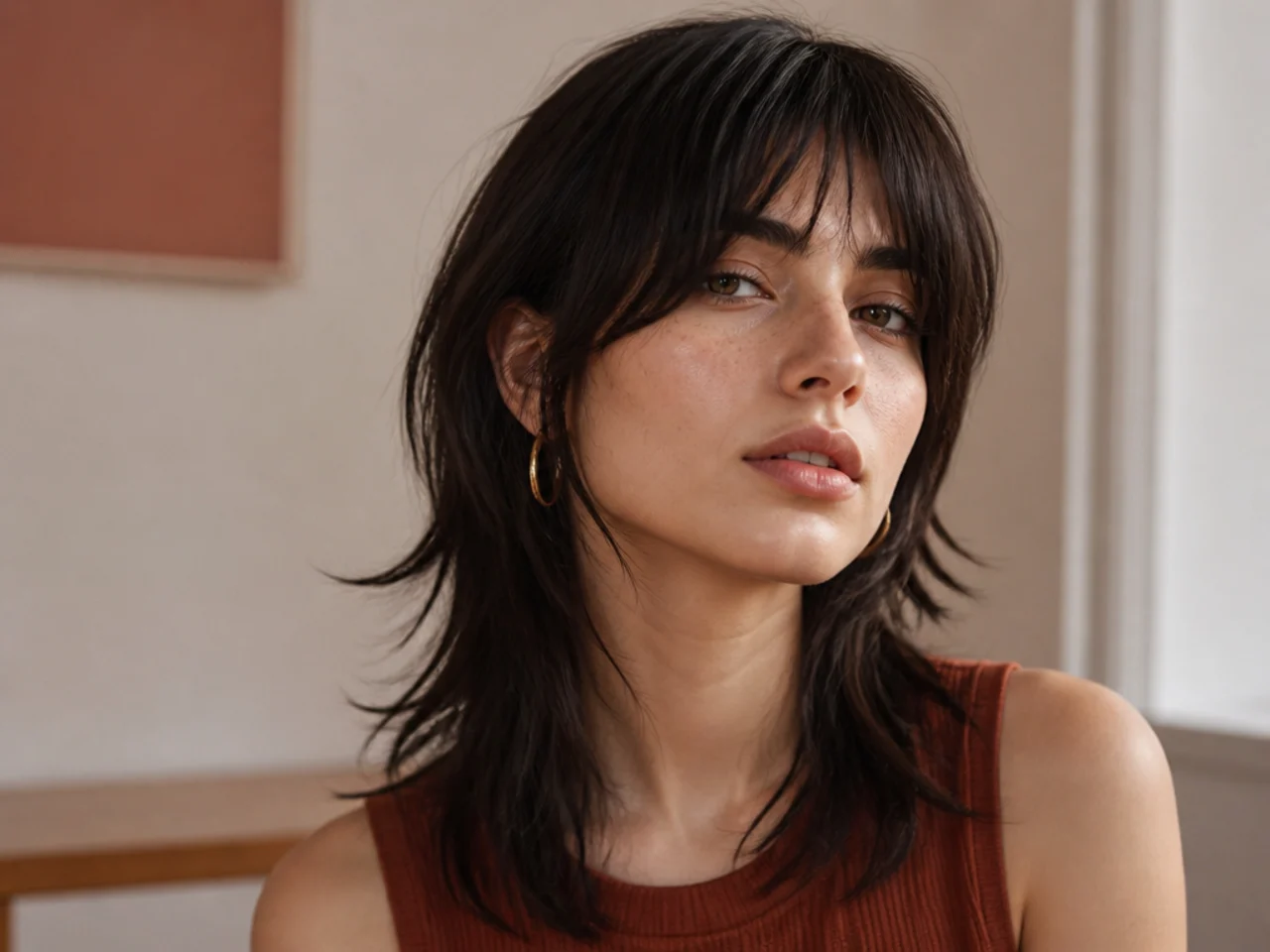 A fine haired wolf cut with minimal long layers and a full blunt perimeter