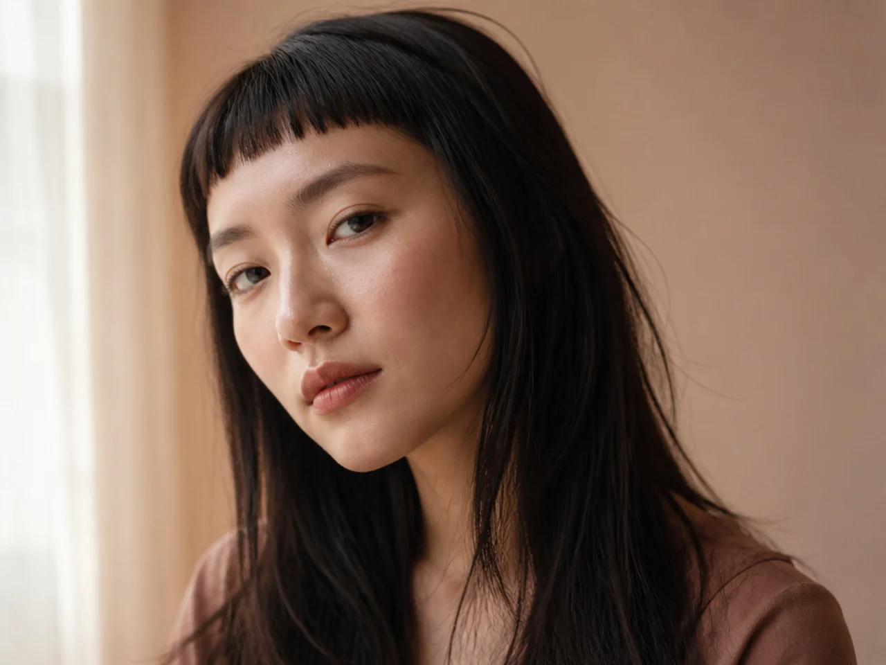 A fine haired micro fringe cut from a shallow front section