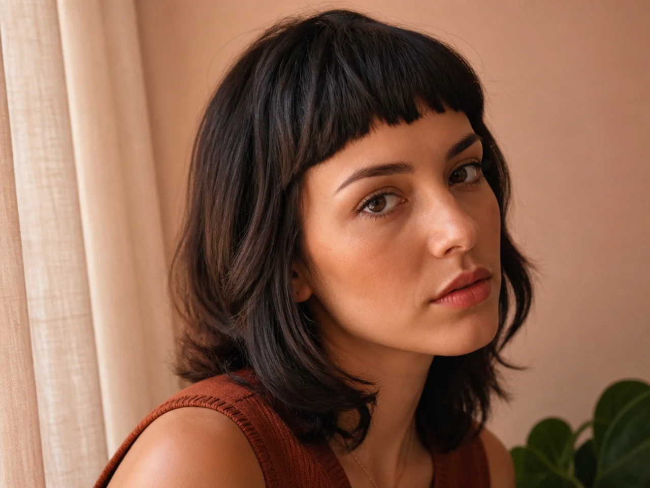 A micro fringe arched higher at the outer corners