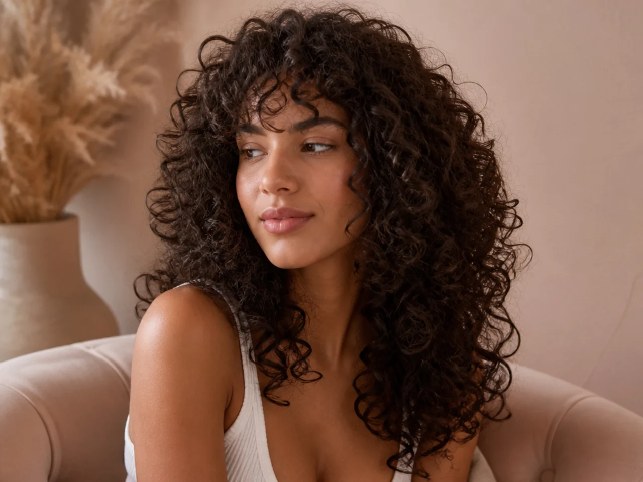 Defined curls in long stacked layers with the shortest pieces at jaw level