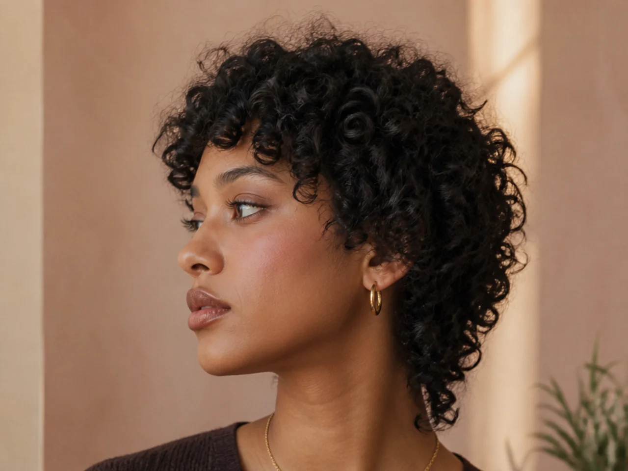 A short coily wolf cut shaped on dry defined coils
