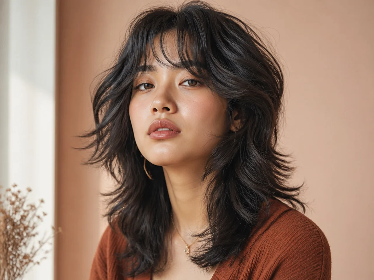 Wolf cut on thick hair