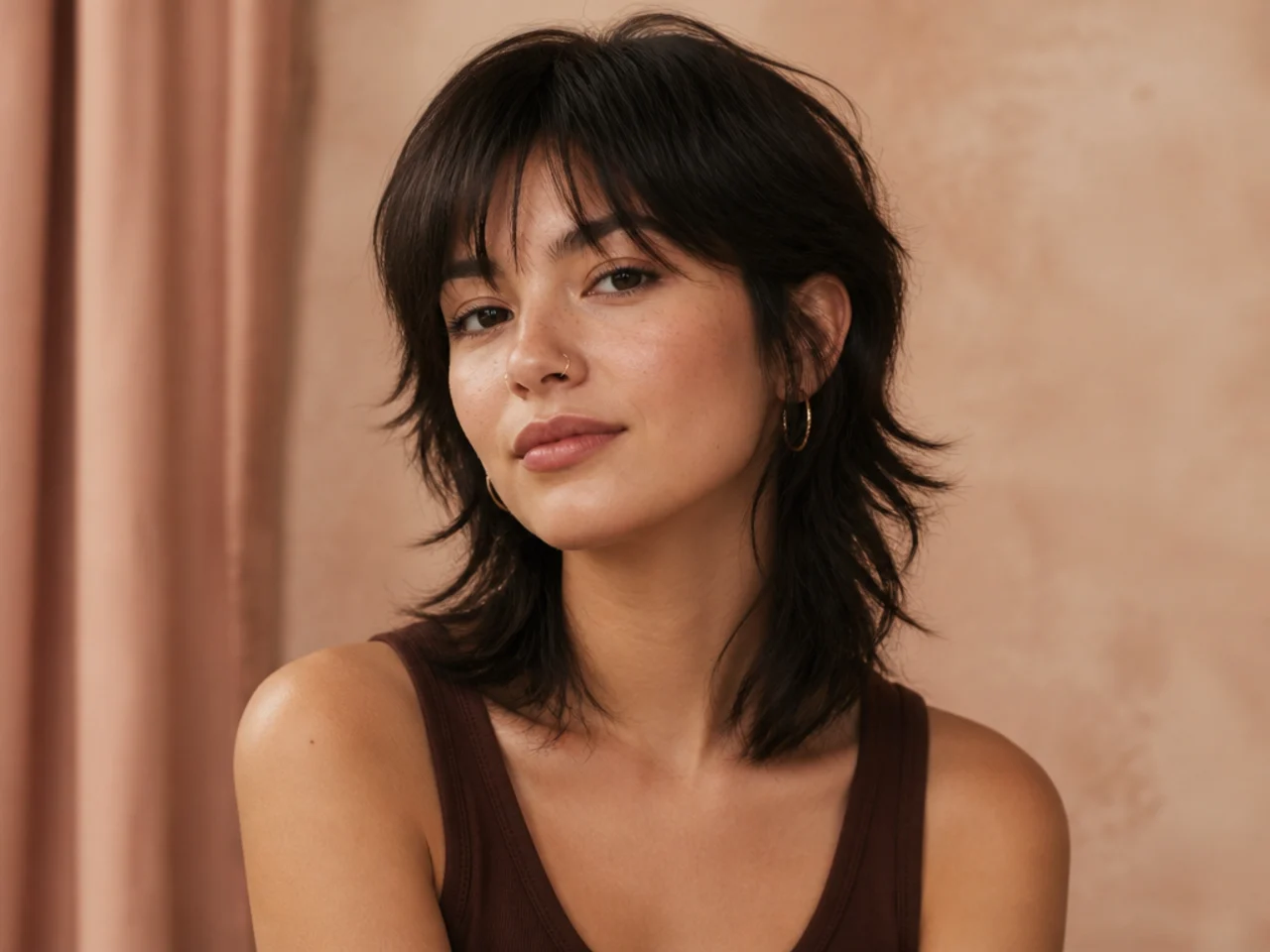 Collarbone-length wolf cut