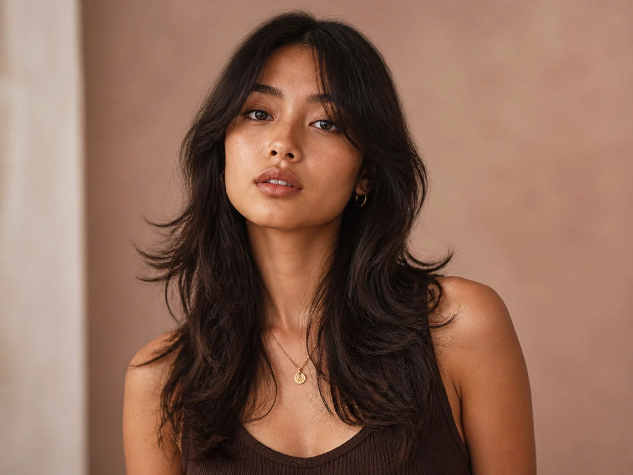 Soft wolf cut on long hair with light layering