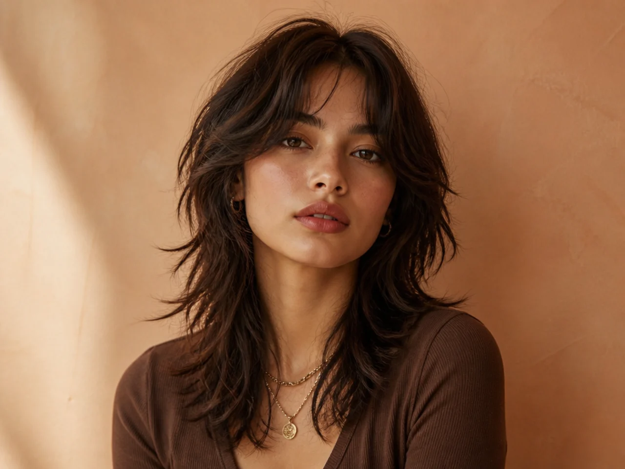 Wolf cut with curtain bangs