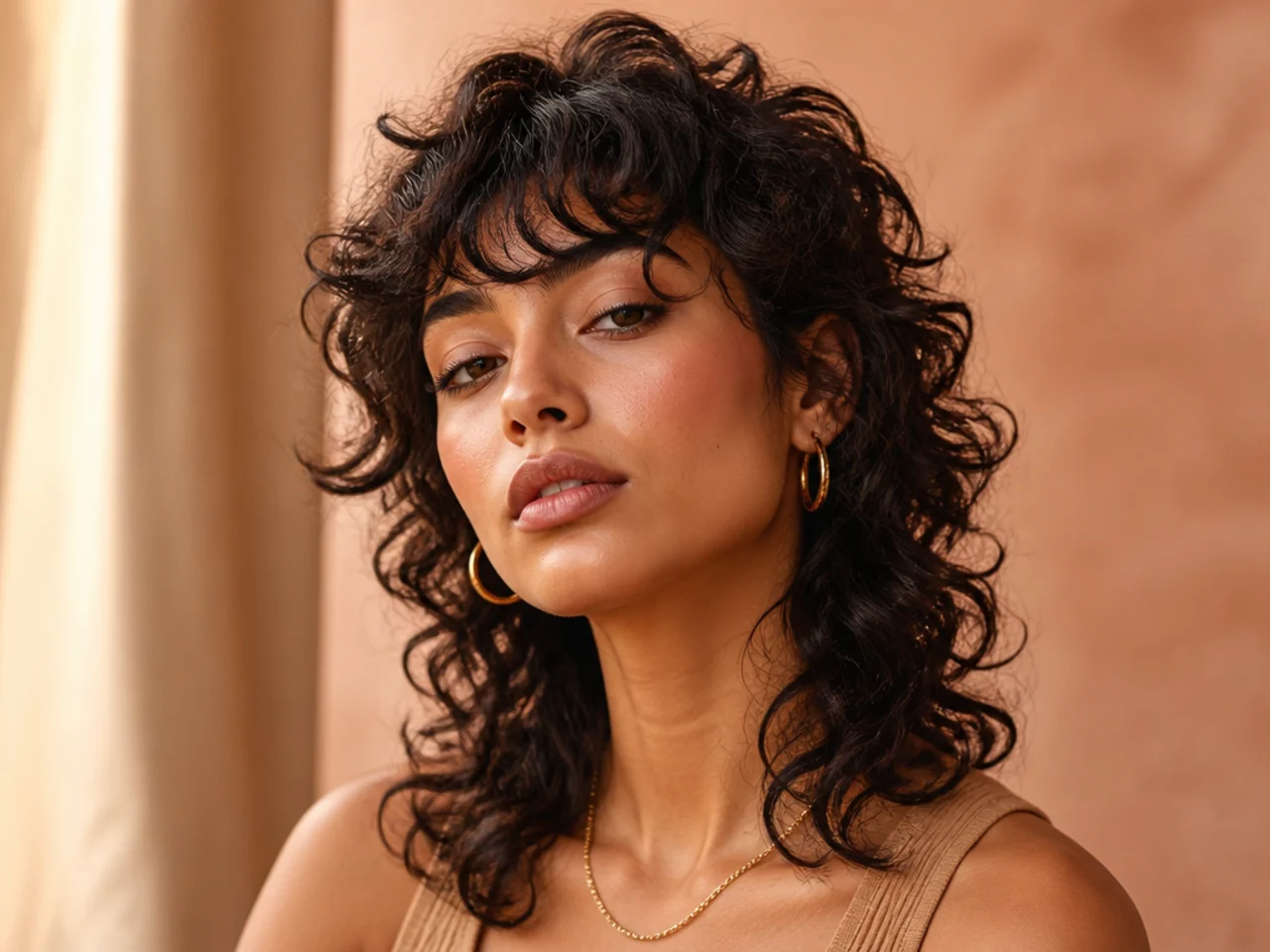 Curly wolf cut with natural definition