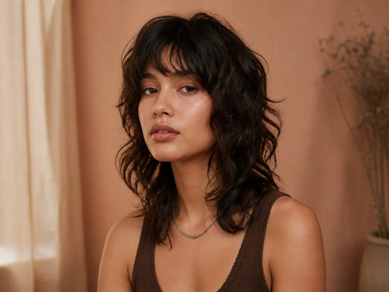 Wavy wolf cut air-dried