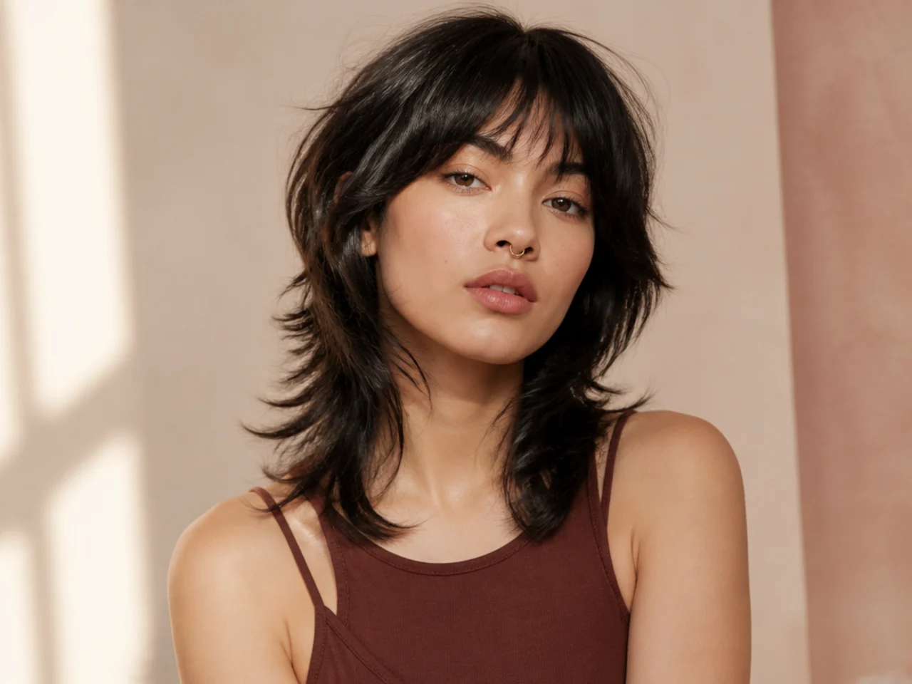 Wolf cut with wispy bangs
