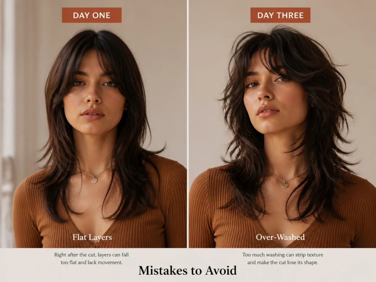 Day-one flat layers beside the same cut on day three