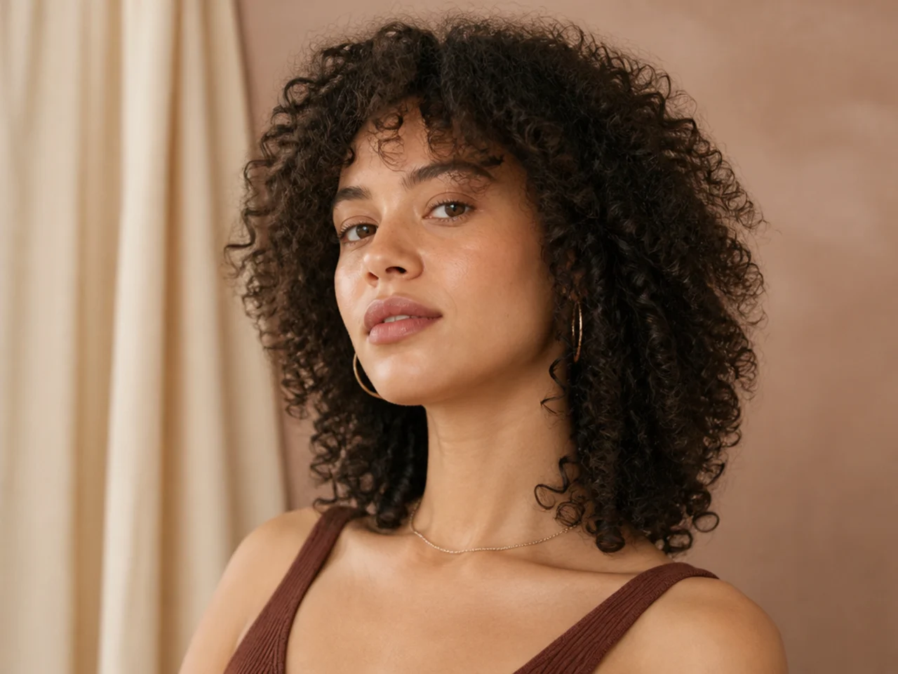 Coily wolf cut layered on dry hair