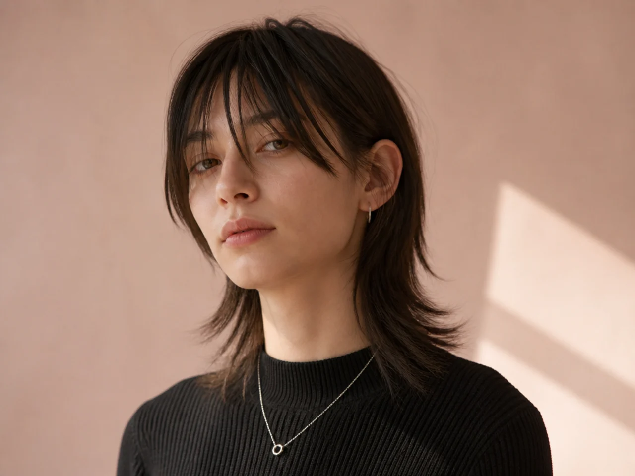 Wolf cut on fine straight hair with restrained layering