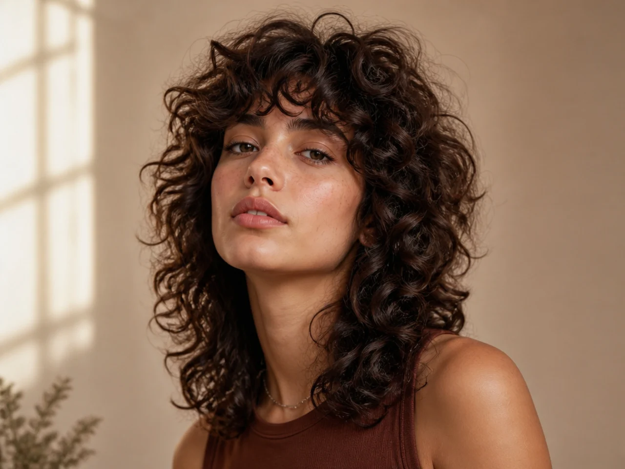 Thick curly wolf cut with natural volume
