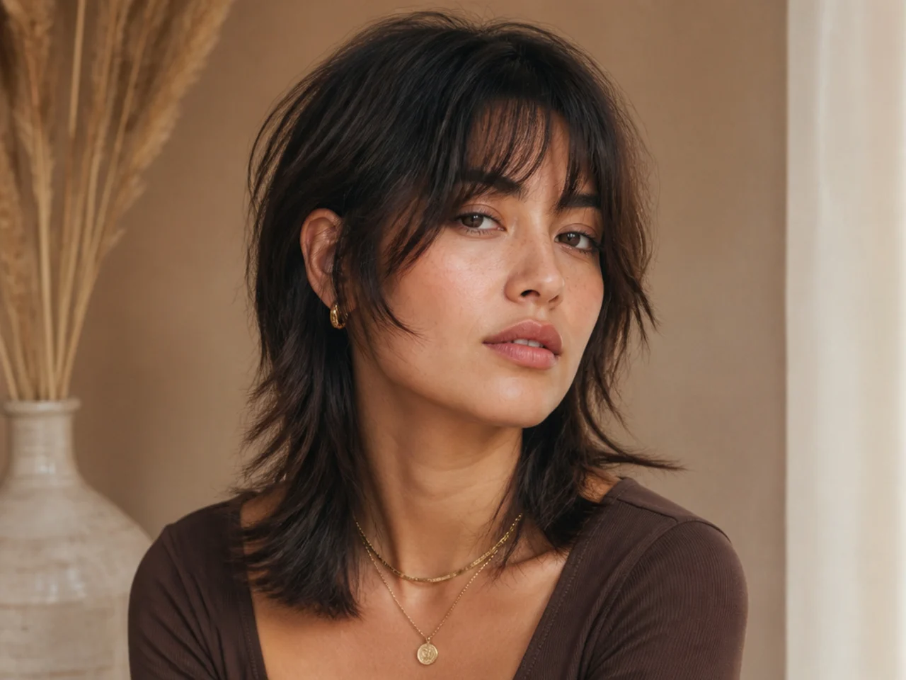 Wolf cut blending short regrowth into face-framing layers