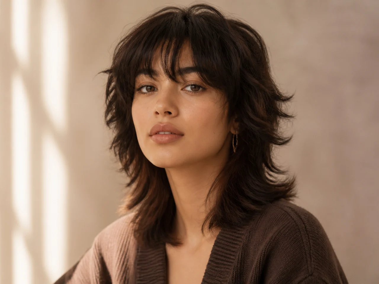 Medium shaggy wolf cut with connected layers