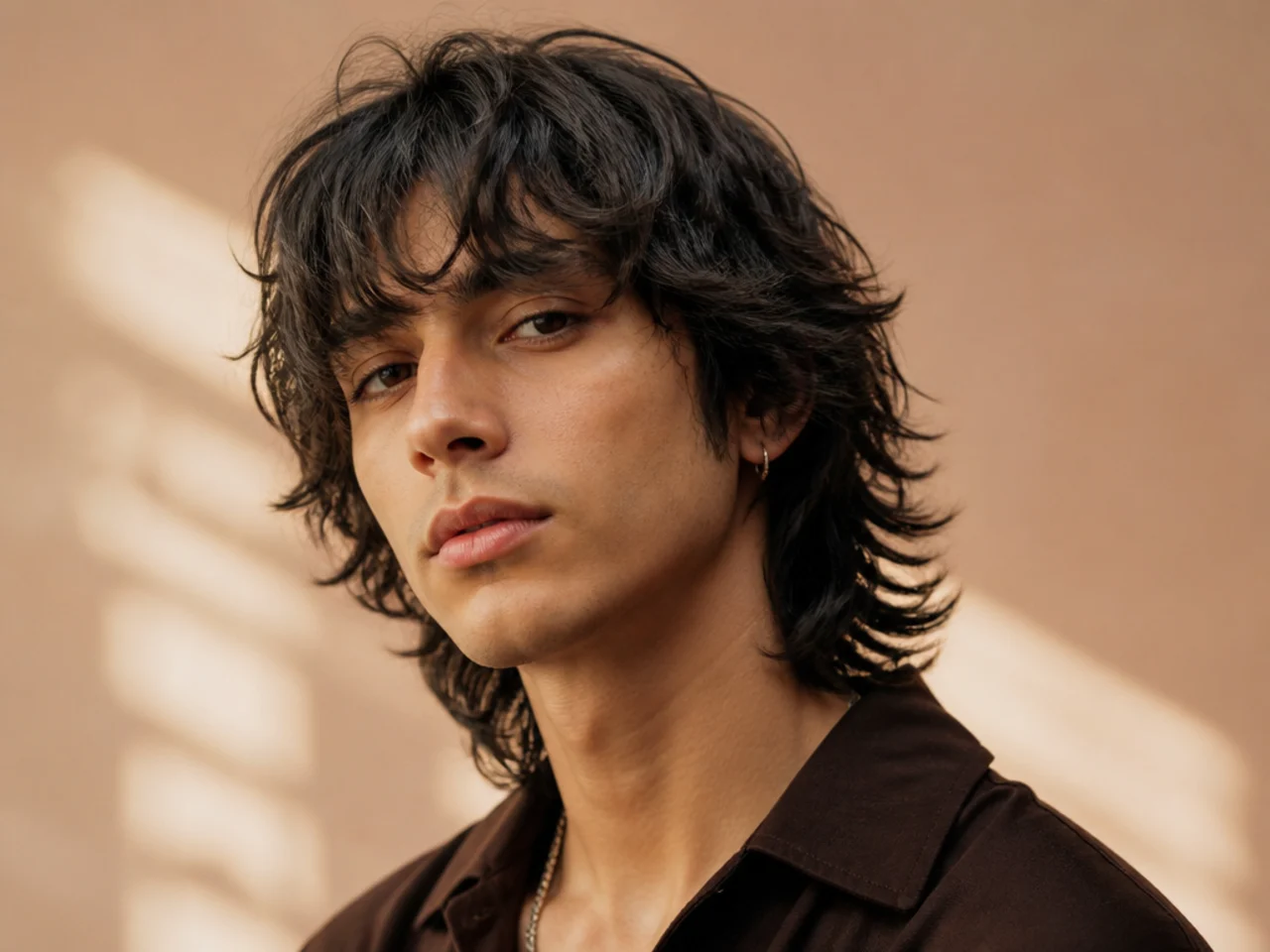 Men's medium-length wolf cut